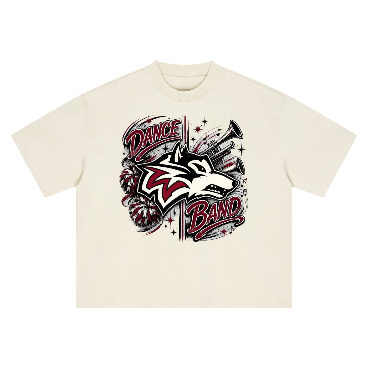 Woodcreek Dance & Band Wolf Spirit Oversized Boxy T-Shirt | Heavyweight Cotton Unisex Tee