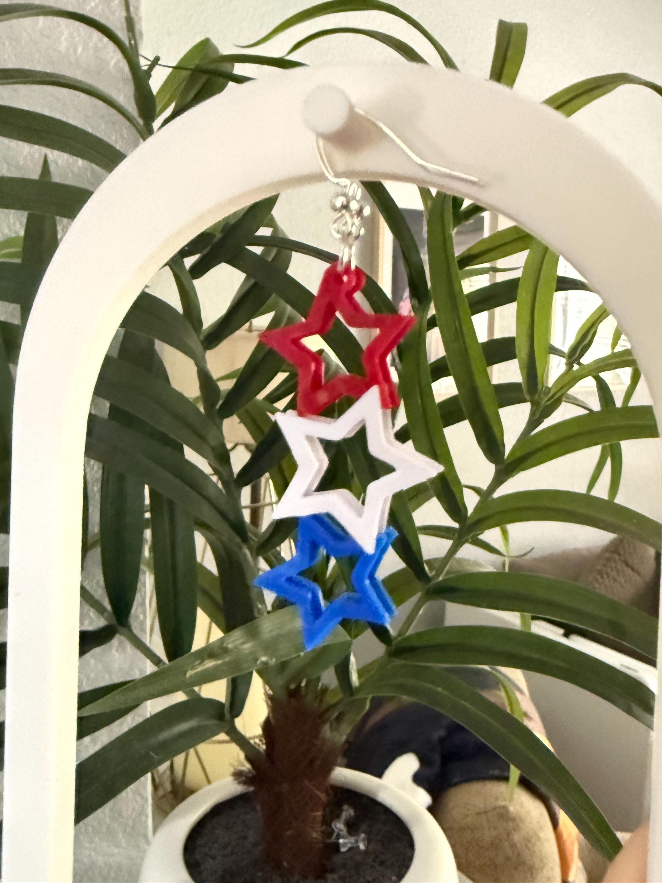 Holographic Star Earrings – Red, White & Blue | Patriotic 4th of July Jewelry