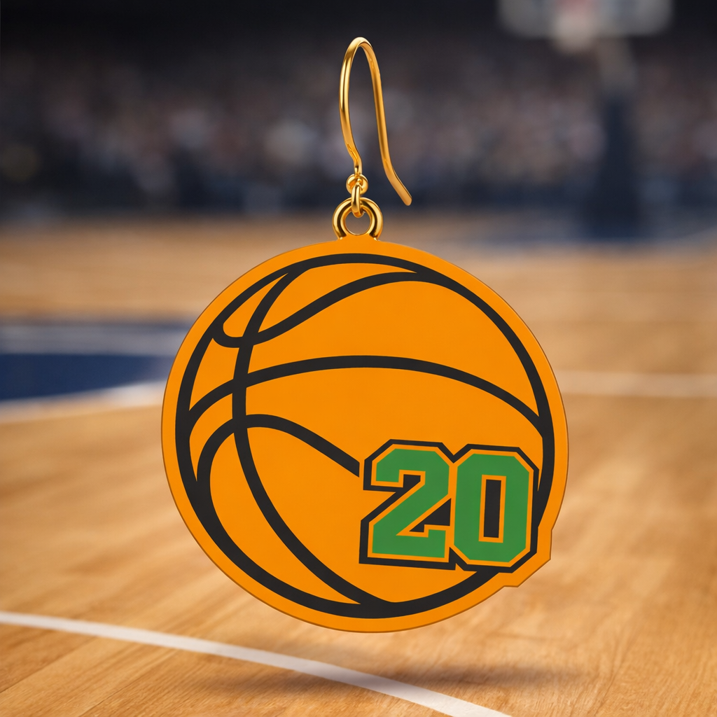 🏀 Full Court Drip Custom Number Basketball Earrings (Customize in Cart)