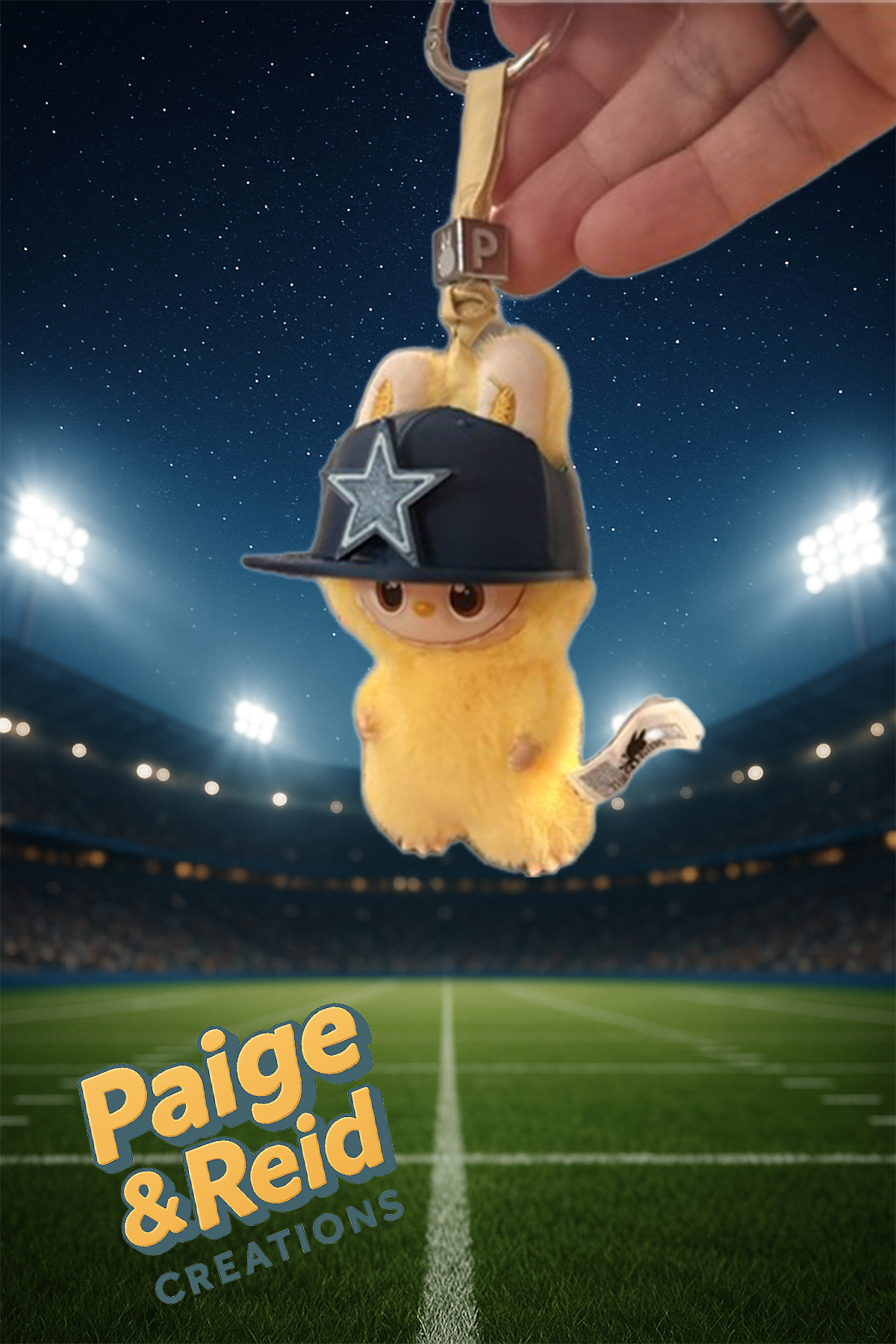 Popmart Labubu “Pin for Love” NFL Custom Team Hat – 3D Printed (Sideline Series)