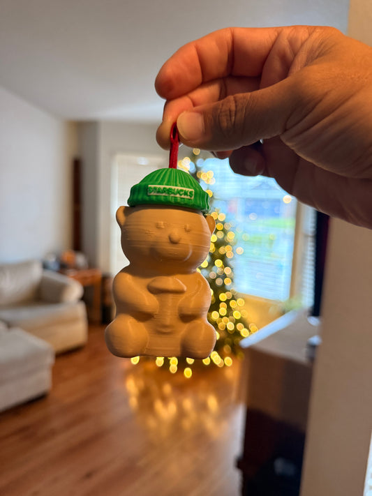 ✨ Holiday Bearista Ornament – Cute 3D Printed Bear with Hidden Gift Holder (Brown Latte Edition)