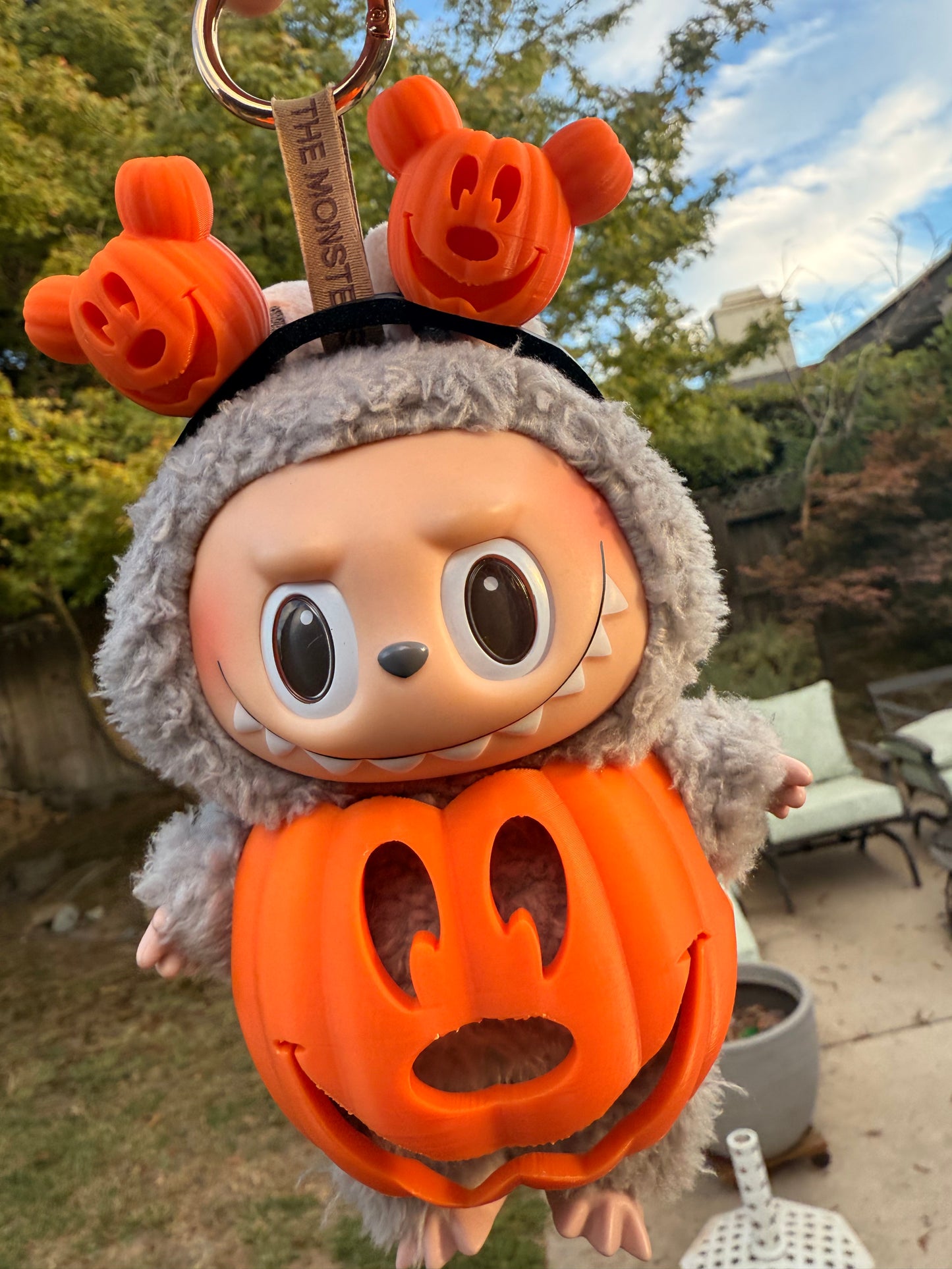 🎃 Mickey Pumpkin Costume & Ear Headband for Popmart Labubu – Halloween Variety Colors! 🎃