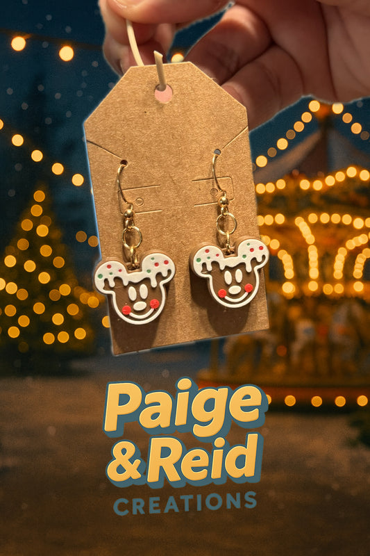 Gingerbread Mickey Earrings – Holiday Frosted Cookie Collection 🍪✨