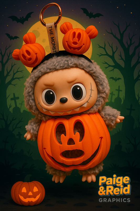🎃 Mickey Pumpkin Costume & Ear Headband for Popmart Labubu – Halloween Variety Colors! 🎃